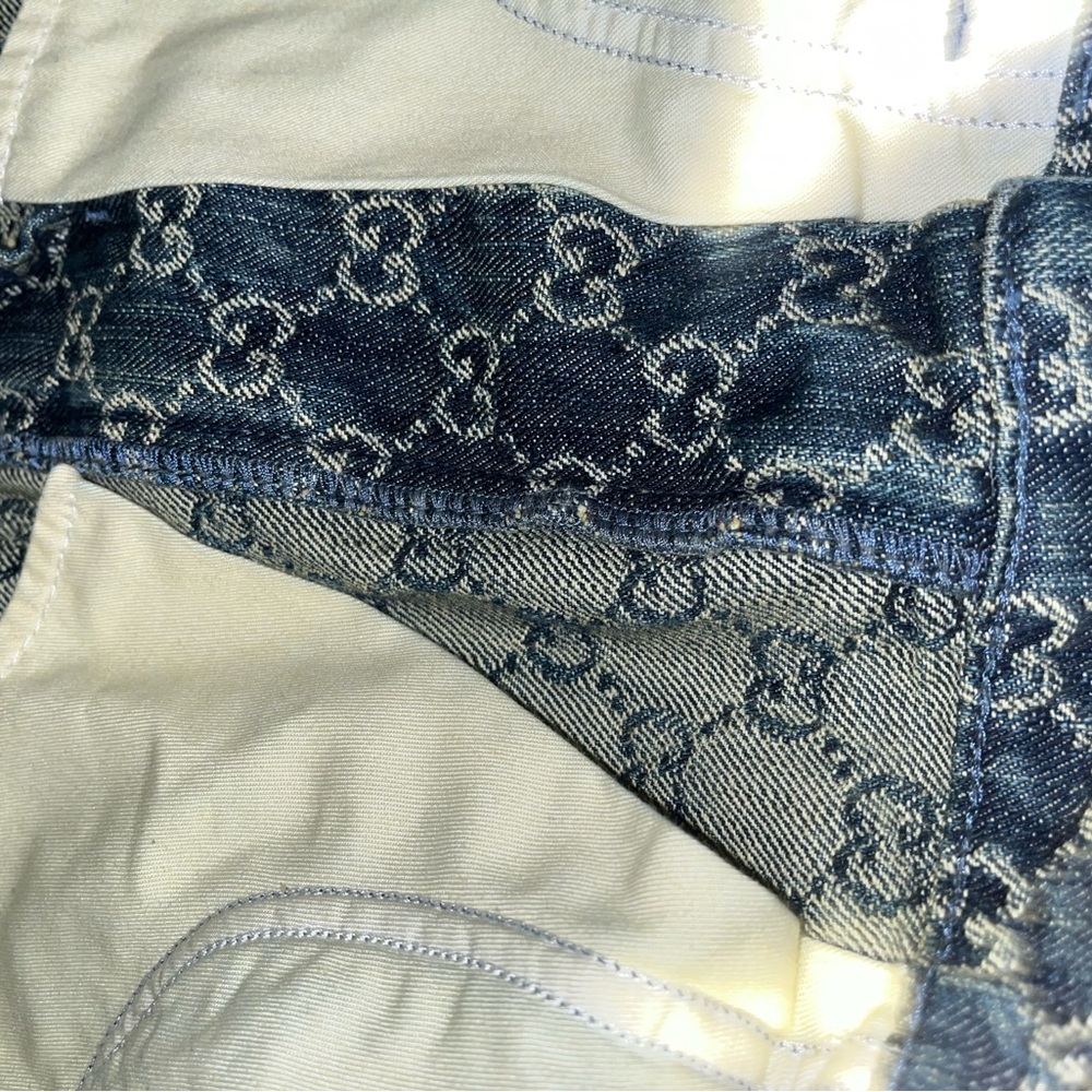 Gucci GG Jacquard Monogram Light Blue Denim Sandy Washed Mini Skirt Size IT38 - Picture 10 of 13